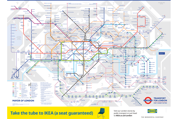 Elizabeth line added to the Tube map sponsored by IKEA