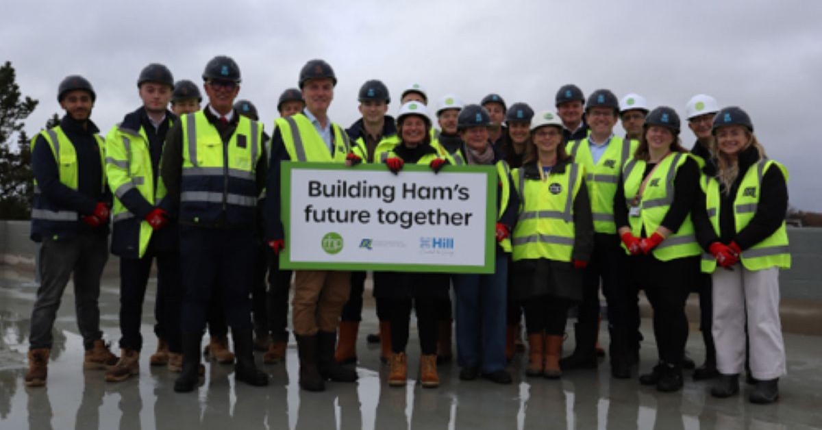 Ham Close topping out on first block